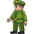 Happy Soldier Cartoon Colored Clipart Illustration