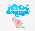 Happy Songkran Day Thailand festival, pink elephant water splash design