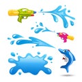Happy Songrkran festival colorful gun and Splash water collections Royalty Free Stock Photo