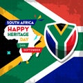 Happy South Africa Heritage Day - 24 September - square vector banner template with the South African flag and African