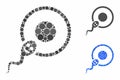 Happy sperm insemination Mosaic Icon of Spheric Items