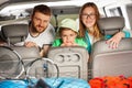 Happy sporty family ready for a summer vacation Royalty Free Stock Photo