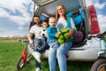 Happy sporty family on the summer vacation Royalty Free Stock Photo