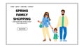 happy spring family shopping vector