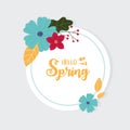 Happy spring flowers foliage nature circle banner