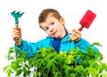 Happy spring gardening boy Royalty Free Stock Photo