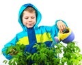 Happy spring gardening boy Royalty Free Stock Photo