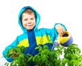 Happy spring gardening boy Royalty Free Stock Photo