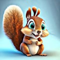 Happy squirrel big blue eyes joyful expectation Comic 3D AI Generated