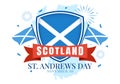 Happy St Andrew Day Vector Illustration on 30 November with Scotland Flag in National Holiday Celebration Flat Cartoon