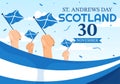 Happy St Andrew Day Vector Illustration on 30 November with Scotland Flag in National Holiday Celebration Flat Cartoon