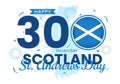 Happy St Andrew Day Vector Illustration on 30 November with Scotland Flag in National Holiday Celebration Flat Cartoon