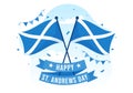 Happy St Andrew Day Vector Illustration on 30 November with Scotland Flag in National Holiday Celebration Flat Cartoon