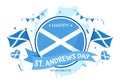 Happy St Andrew Day Vector Illustration on 30 November with Scotland Flag in National Holiday Celebration Flat Cartoon