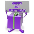 Happy 1st Birthday Sign and Gift Show First Party Royalty Free Stock Photo