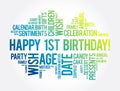 Happy 1st birthday word cloud collage concept Royalty Free Stock Photo