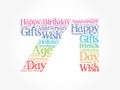 Happy 71st birthday word cloud, holiday concept background Royalty Free Stock Photo