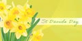 Happy St Davids Day Banner - Illustration with Yellow Daffodils