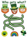 Happy St Patrick Day maze game for preschool children vector illustration