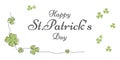 Happy St Patrick\'s banner design with green four leaf clover, Saint Patrick handwritten greeting card