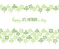 St. Patrick`s day clover leaves seamless horizontal borders