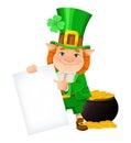 Happy St Patrick\'s day. Cheerful leprechaun cartoon character Royalty Free Stock Photo