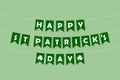 happy st.patrick s day bunting garland, green pennants with white letters, irish party lettering banner, greeting card