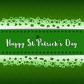 Happy St.Patrick`s Day,design with lettering on green clovers background,paper cut out style Royalty Free Stock Photo