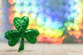 Happy St. Patrick`s Day fun rainbow background with Shamrock