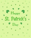Happy St. Patrick`s Day green greeting card clover floral