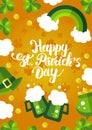 Happy St. Patrick's Day green and yellow postcard