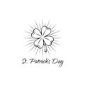 Happy St. Patrick s Day greeting. Lettering St. Patrick s Day with shamrock. Vector illustration. Royalty Free Stock Photo