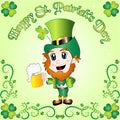 Happy St Patrick`s Day Greetings Illustration with Leprechaun Royalty Free Stock Photo