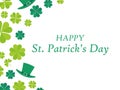 Happy St. Patrick`s Day. Leprechaun hat and green clover leaves. Festive banner, greeting card. Typography design. Vector Royalty Free Stock Photo