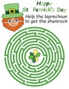 Happy St Patrick`s Day maze game stock vector illustration