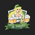 Happy St. Patrick`s day. Sexy of waitress