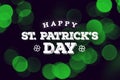 Happy St. Patrick`s Day Text Over Green Duotone Lights Background