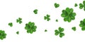 Happy St. Patrick`s day vector horizontal background with shamrock, four leaved clover isolated on white background Royalty Free Stock Photo