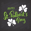 Happy St Patrick`s Day Vintage greeting card Hand lettering, Irish holiday grunge textured retro design vector illustration