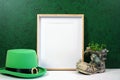 Happy St Patrick's Day wood border picture frame. Royalty Free Stock Photo