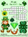 Happy St. Patrick's day colorful crossword for children vector illustration