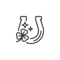 Happy St. Patrick's Day horseshoe line icon