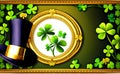 Happy St patricks day background banner with Patrick\'s day hat. Generative AI.