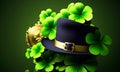 st patrick\'s day celebration background illustration Hat, Clover, Shamrock, generative ai