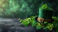 Happy St.Patricks Day. Composition with clover leave Royalty Free Stock Photo