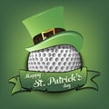 Happy St. Patricks day and golf ball Royalty Free Stock Photo