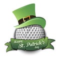 Happy St. Patricks day and golf ball Royalty Free Stock Photo