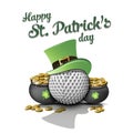 Happy St. Patricks day and golf ball Royalty Free Stock Photo