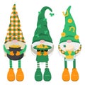 Happy St Patricks Day greeting card with cute gnomes or leprechauns on white bakground