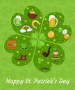 Happy St. Patricks Day greeting card template, invitation, poster for your design. Vector illustration.